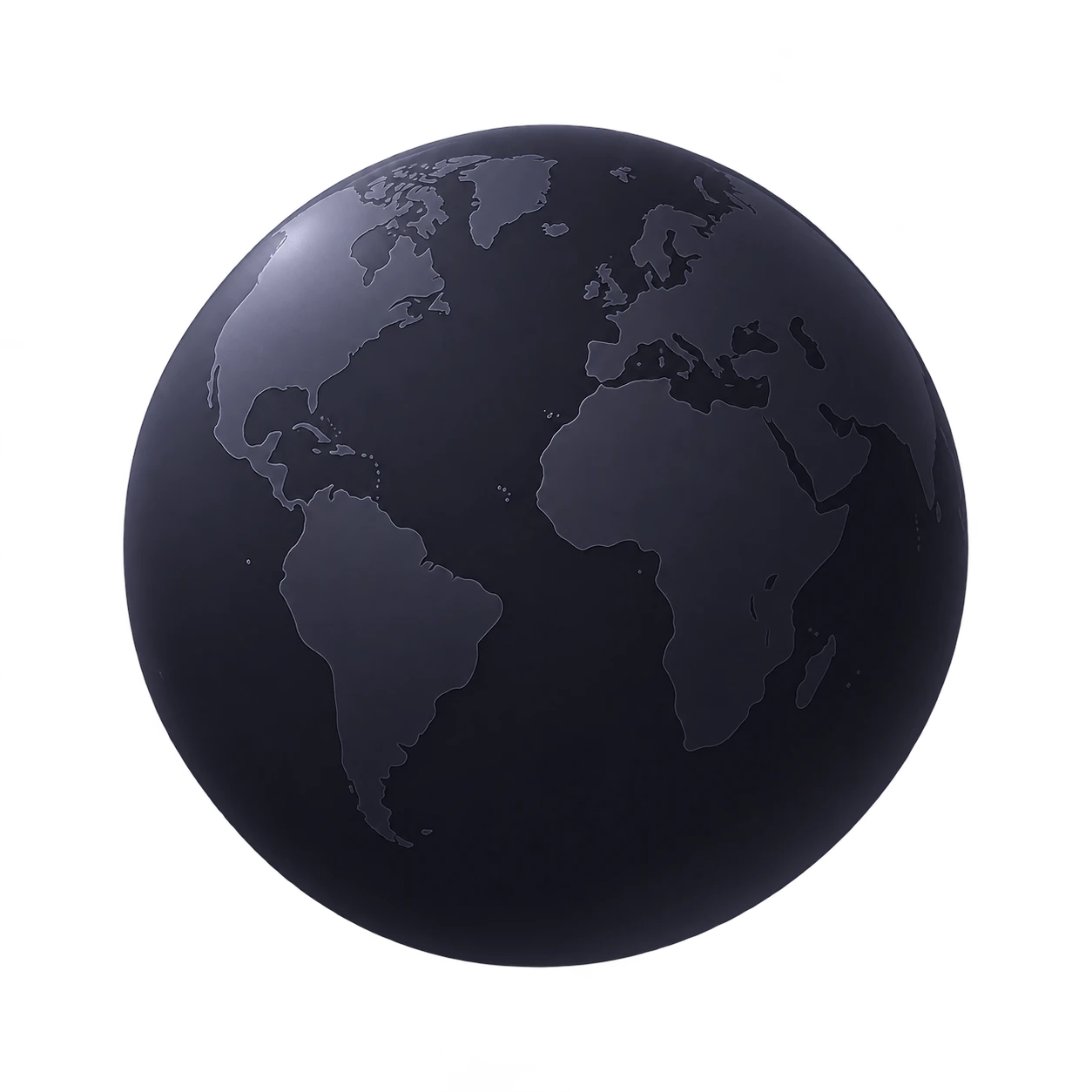 Understated charcoal globe with softly etched continents